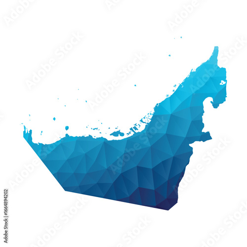 UAE Map in Geometric Gradient Style on Isolated Background