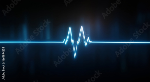 Heartbeat pulse line on black background, representing life and vitality with modern digital aesthetic
