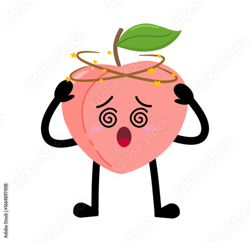 Cute Hand Drawn Dizzy Peach With Spinning Head