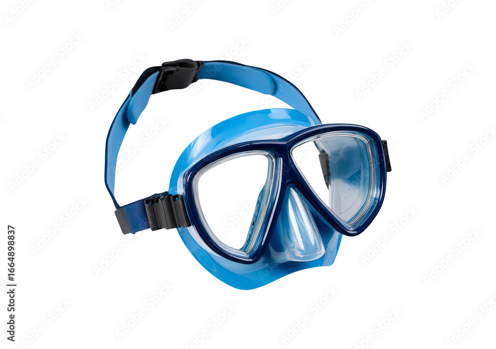 Blue diving mask with adjustable strap on transparent background, PNG Blue diving mask with adjustable strap on transparent background, PNG
