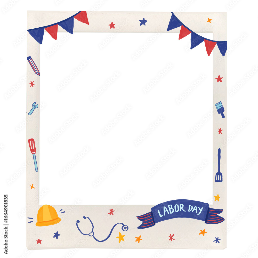 Obraz premium Photo frame Polaroid for labor day theme illustration
