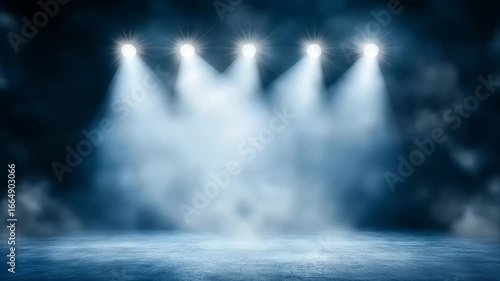 Wallpaper Mural Empty Stage Lit by Powerful Spotlights with Atmospheric Smoke Effects Torontodigital.ca
