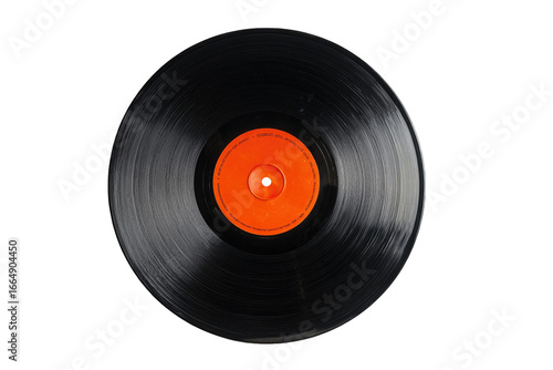 Close-up of a black vinyl record with an orange label (7)
