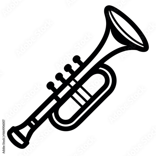 Classic Black and White Trumpet Illustration Musical Instrument Icon Design for Posters and Graphics