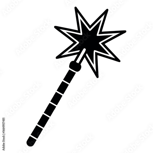 Magic wand icon illustration in black and white a symbol of fantasy and enchantment