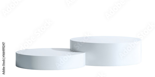 Two stacked, plain, white, circular podiums