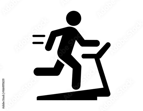 Simple black icon of a person running on a treadmill
