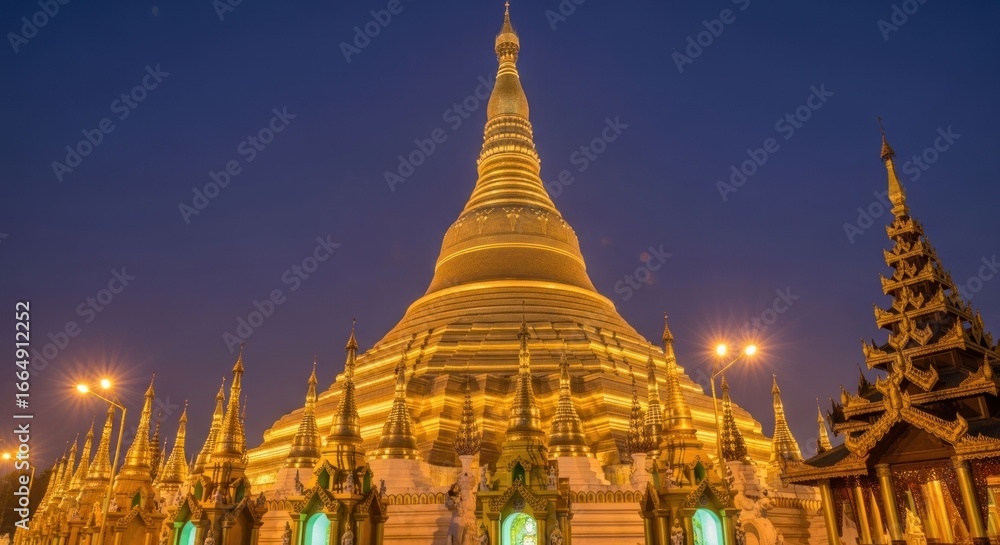 Fototapeta premium Golden Pagoda at night