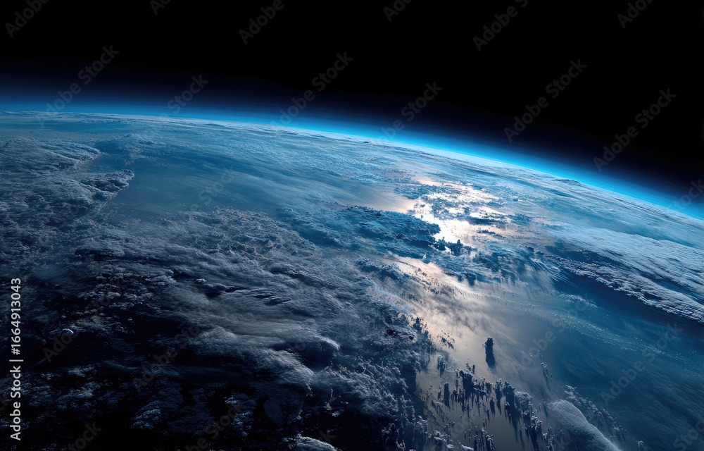 Fototapeta premium Earth from space, clouds and atmosphere