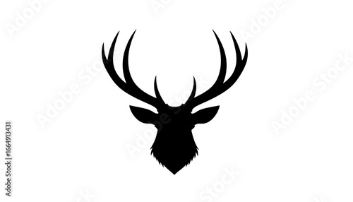 Silhouette of a deer head with antlers