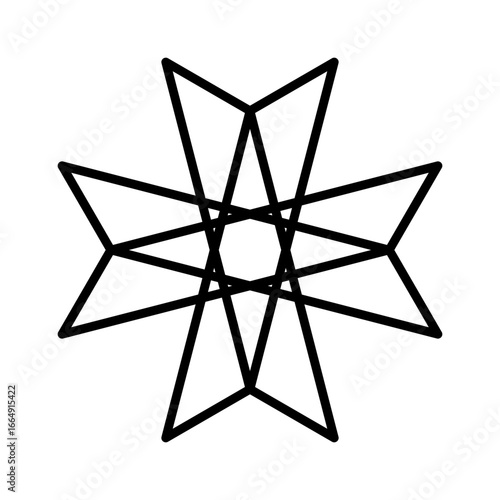 Geometric star shape design formed by overlapping lines, creating an intricate visual motif.