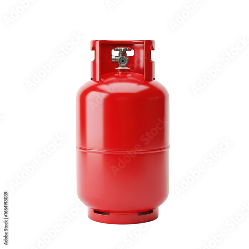 Red propane gas cylinder isolated on transparent background