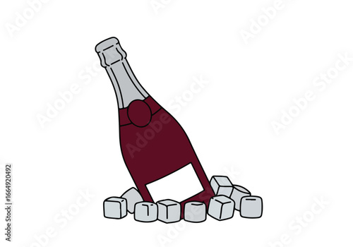 Cold beverage Bottle in ice, chilling. Use menu, invitation, food blog