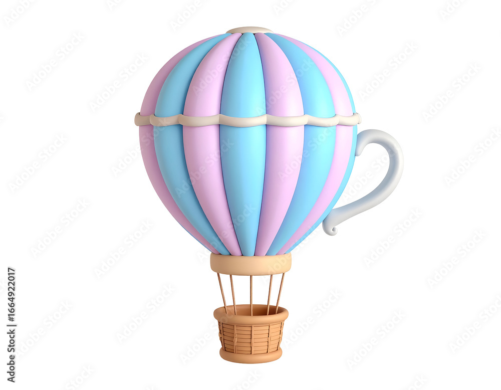 Obraz premium Pastel Hot Air Balloon 3D Render