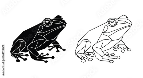 Geometric Polygon Frog Silhouette