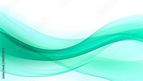Abstract image of flowing, translucent teal waves on a white background (1)