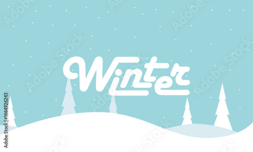 Happy Winter background. Hello Winter season. Cartoon Vector illustration Template for Poster, Banner, Greeting, Card, Flyer, Cover, Sale, Promotion. Snowfall, Snowy weather. welcome winter design.