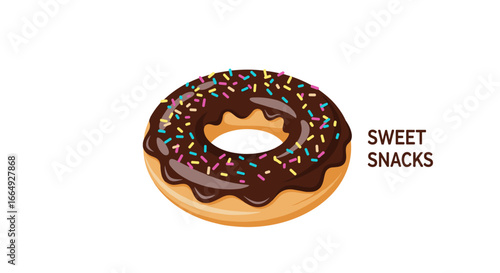 Decadent chocolate frosted donut adorned with colorful sprinkles a delicious confectionary treat for all