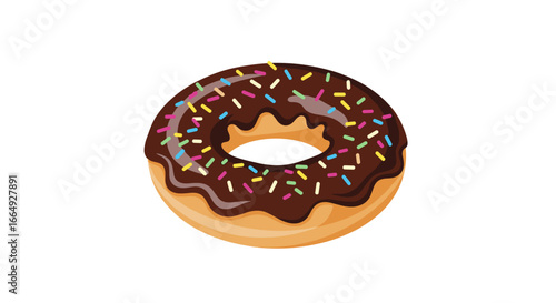 Delicious chocolate frosted donut with colorful sprinkles a sweet treat for everyone