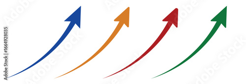 Modern curve arrow upward direction concept red yellow blue green set