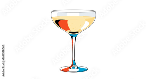 Elegant cocktail glass with red white and blue accents for celebratory occasions and sophisticated gatherings