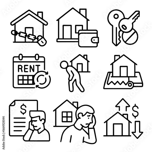 Financial Struggles Illustrated Housing Rent and Property Ownership Concerns.