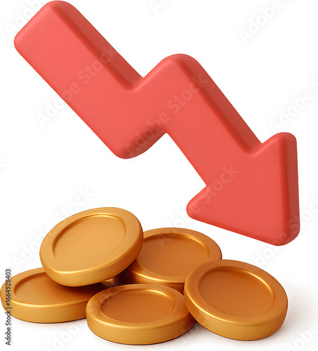 투자하락화살표와금화아이콘