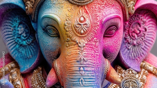Wallpaper Mural Colorful Celebration Ganesha Spiritual Realm 3D Art Artistic Setting Close-Up Hyper Realism Torontodigital.ca