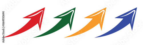 Upward curve arrow infographic vector set colorful flat style icons