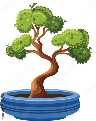 Decorative bonsai tree houseplant vector illustratio