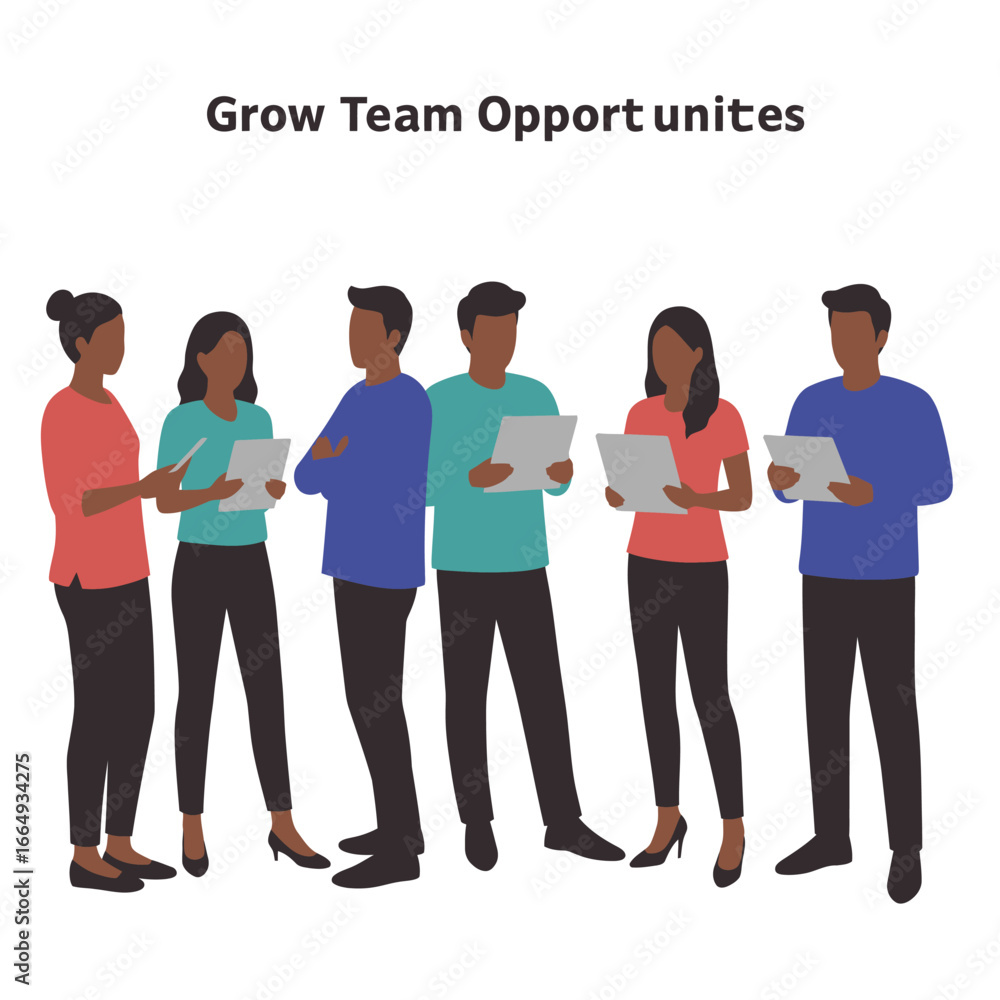 Obraz premium A diverse and inclusive team of professionals collaborates effectively, fostering growth and seizing new opportunities within a dynamic business environment.