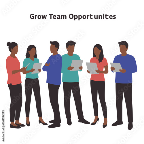 A diverse and inclusive team of professionals collaborates effectively, fostering growth and seizing new opportunities within a dynamic business environment.
