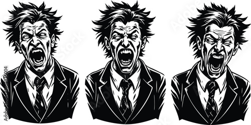men expressing intense emotion through screaming