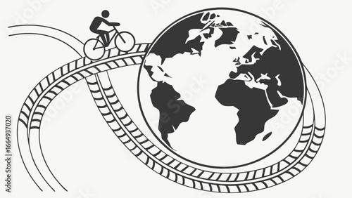 Bicycle riding around the world on a track