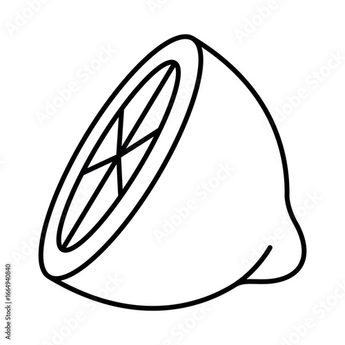 Half lemon icon vector design illustrating a simple and clean representation of citrus fruit for various applications
