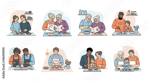 Diverse families and individuals engaging in creative crafting activities together demonstrating connection and shared enjoyment