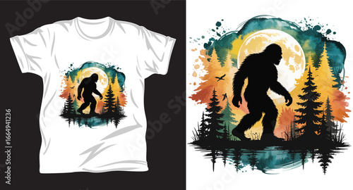 Sasquatch graphic vector t shirt design print.