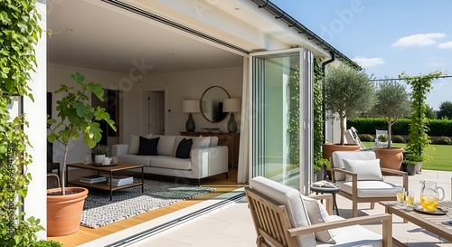 Modern Outdoor Living Area with Bi-Fold Doors.