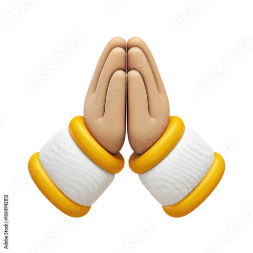 Praying hands, cartoon style,  3D rendered