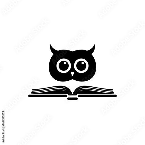 Book and owl icon isolated on white background