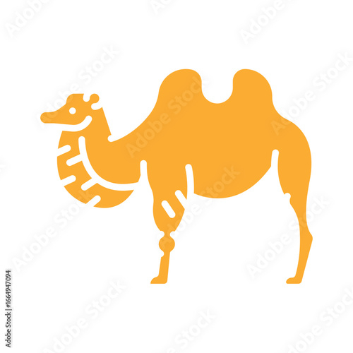 Bactrian camel color flat icon for digital and print projects.