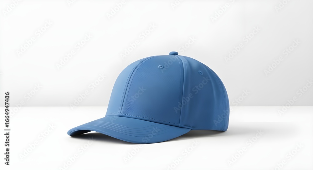 Fototapeta premium Blue Baseball Cap Mockup on White Background