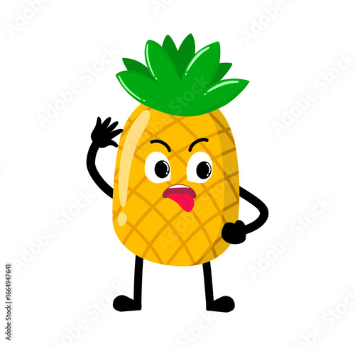 Cute Hand Drawn Naughty Pineapple Expression