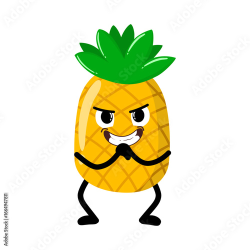 Cute Hand Drawn Mischievous Pineapple Expression