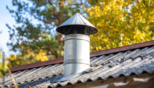 Metal roof vent with autumnal background