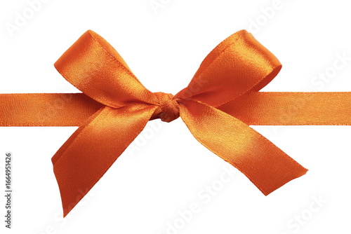 A rich orange satin ribbon bow atop a ribbon