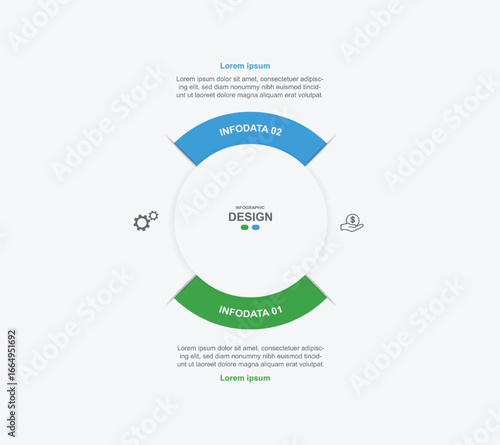 2 step infographic design. schedule concept with circular layout. can be used for workflow illustration
