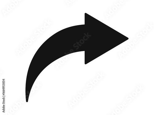 Black curved arrow , or share button, curved arrow pointing to the right.