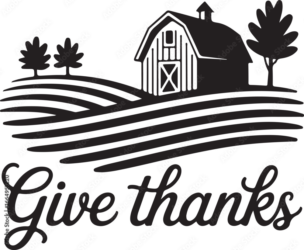 Fototapeta premium Give Thanks Barn and Fields