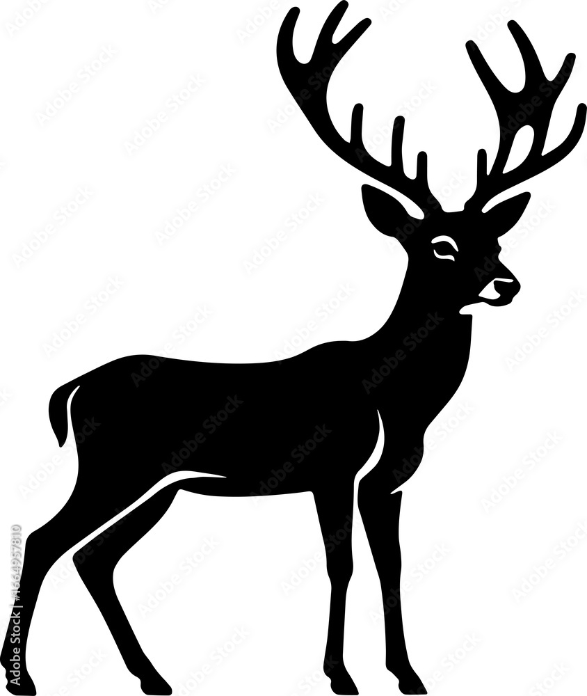 Obraz premium Deer Silhouette Symbol in Clean Minimal Style